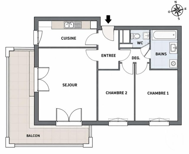 Appartement F3 &agrave; vendre - 3 pi&egrave;ces - 61,39 m2 - St Ouen L Aumone - 95 - ILE-DE-FRANCE