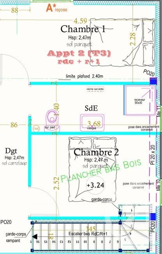Appartement Duplex &agrave; vendre - 3 pi&egrave;ces - 71,81 m2 - Montauban - 82 - MIDI-PYRENEES