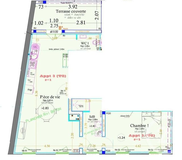 Appartement &agrave; vendre - 2 pi&egrave;ces - 55,31 m2 - Montauban - 82 - MIDI-PYRENEES