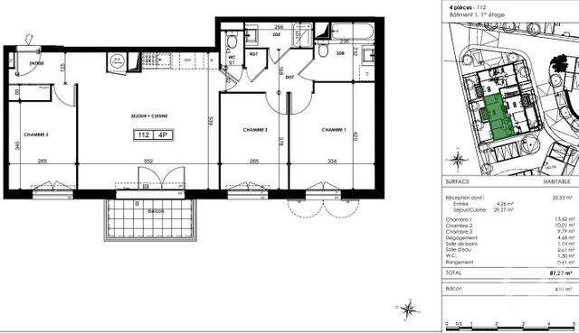 Appartement F4 à vendre - 4 pièces - 81,27 m2 - Crepy En Valois - 60 - PICARDIE